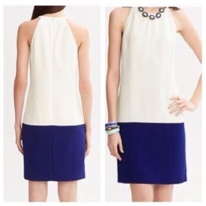 Banana Republic blue and white halter shift dress